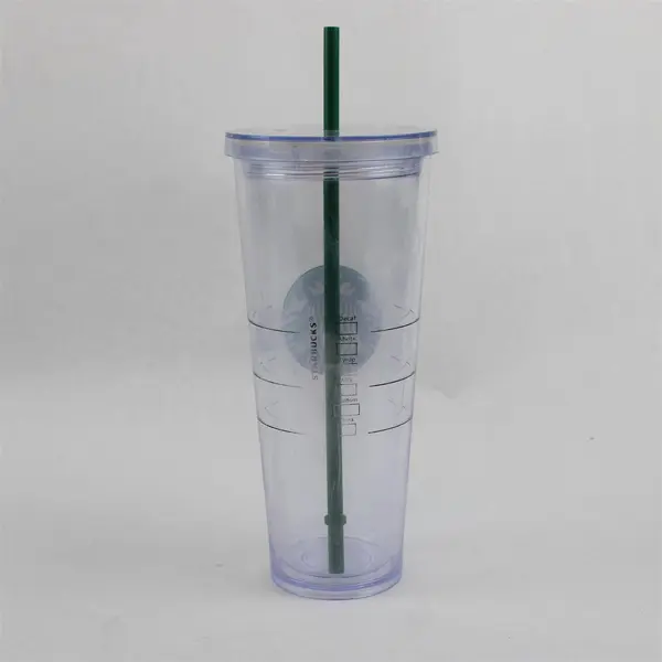 Starbucks Clear Double Wall Acrylic Plastic Cold Cup Tumbler 24 Oz 11" Tall