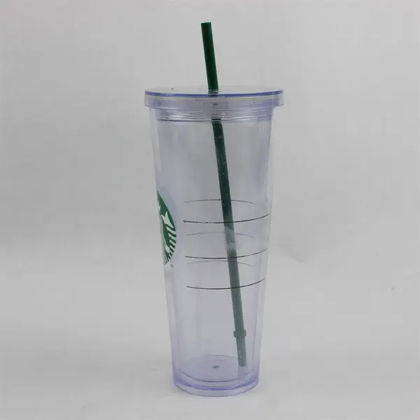 Starbucks Clear Double Wall Acrylic Plastic Cold Cup Tumbler 24 Oz 11" Tall