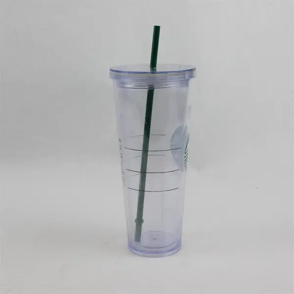 Starbucks Clear Double Wall Acrylic Plastic Cold Cup Tumbler 24 Oz 11" Tall