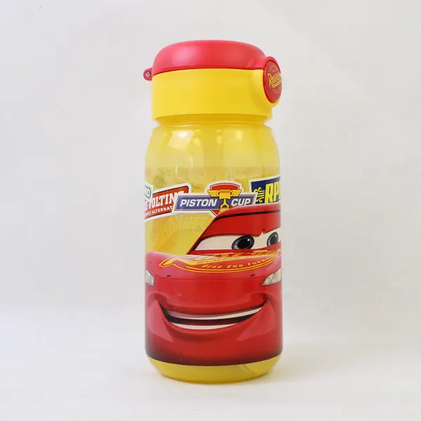 Disney Cars Lightning McQueen Clear Yellow/Red Plastic Water Bottle 17 Oz