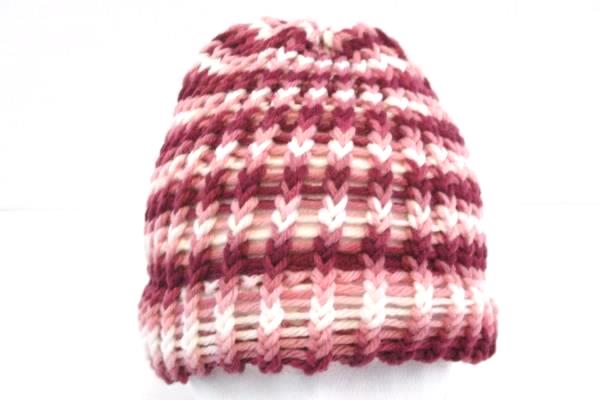 Lot of 3 Handmade Children's Hats Crochet Pink Blue Red One Size Fits Most