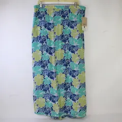 Cynthia Max Relax Blue/Green Hibiscus Floral Midi/Maxi Skirt Women's Size 1X