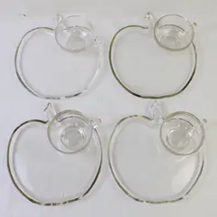 Set of 4 Hazel Atlas Orchard Apple Snack Sets Trays And Cups