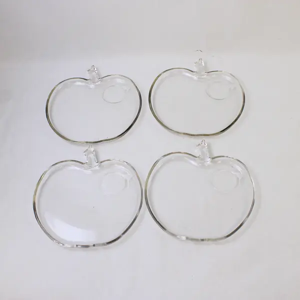 Set of 4 Hazel Atlas Orchard Apple Snack Sets Trays And Cups