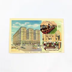 Vintage Hotel Multnomah Exterior Interior Portland Oregon Linen Postcard 1930s 
