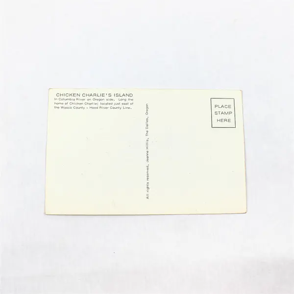 Vintage Chicken Charlie's Island Oregon Jeanne Hillis Artist Sketch Postcard