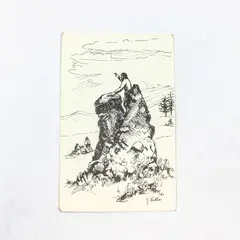 Vintage Pulpit Rock The Dalles Oregon Jeanne Hillis Artist Sketch Postcard