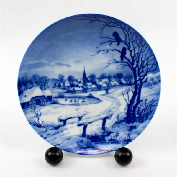 1972 Firstenberg Christmas Porcelain Plate Blue & White 7.75" Collector Plate