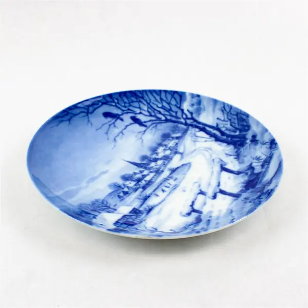 1972 Firstenberg Christmas Porcelain Plate Blue & White 7.75" Collector Plate