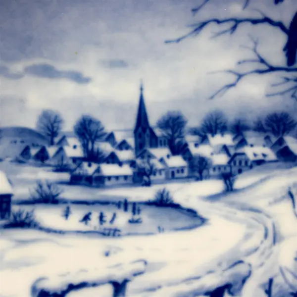 1972 Firstenberg Christmas Porcelain Plate Blue & White 7.75" Collector Plate
