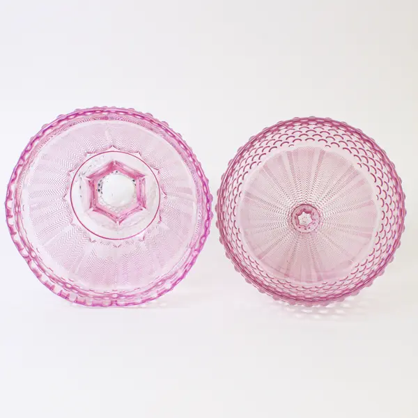 Vintage Gorham Crystal Emily's Attic Pink Hobnail Egg Covered Candy Dish
