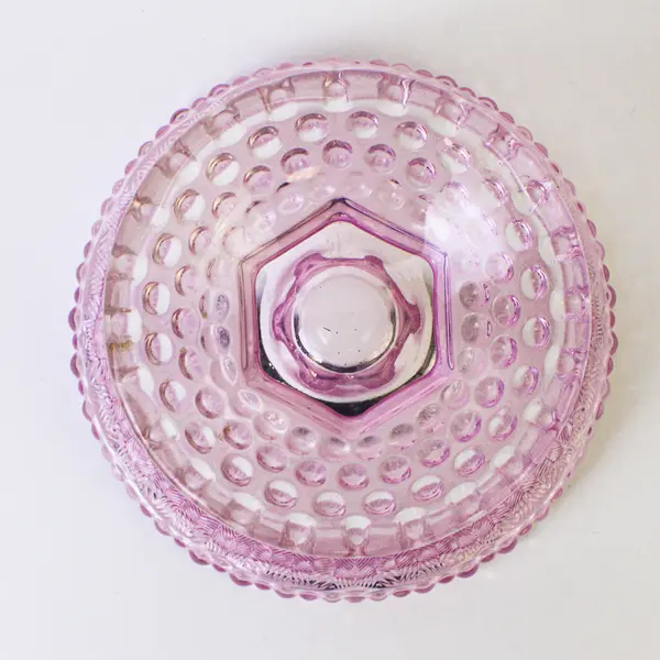 Vintage Gorham Crystal Emily's Attic Pink Hobnail Egg Covered Candy Dish