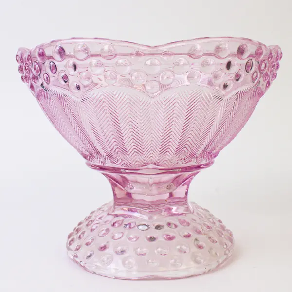 Vintage Gorham Crystal Emily's Attic Pink Hobnail Egg Covered Candy Dish