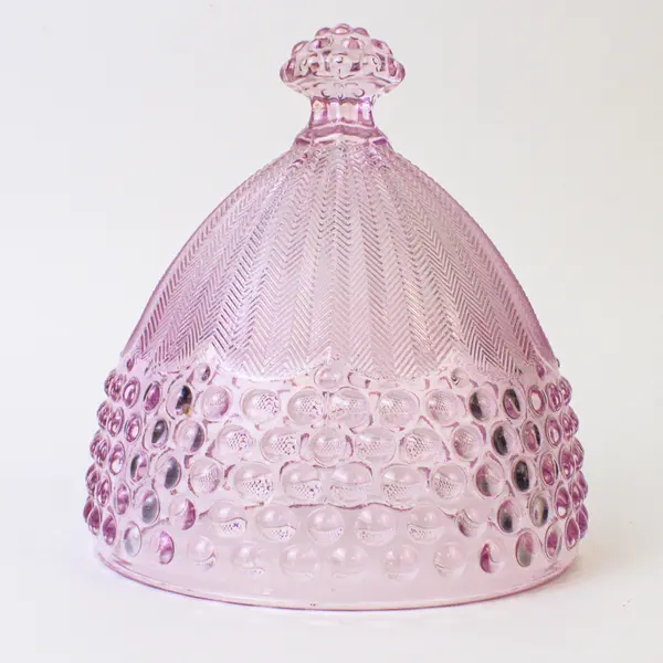 Vintage Gorham Crystal Emily's Attic Pink Hobnail Egg Covered Candy Dish