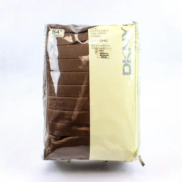 Lot of 2 Packages of DKNY Tailored Curtain Panels, Choc. Brown, 84" L, New 