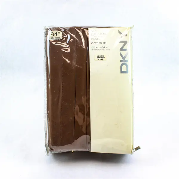 Lot of 2 Packages of DKNY Tailored Curtain Panels, Choc. Brown, 84" L, New 