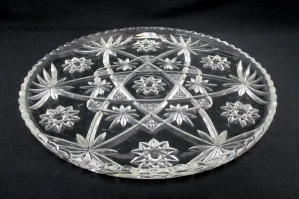 Vintage Anchor Hocking 13.5in Prescut Clear Platter Star of David