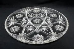 Vintage Anchor Hocking 13.5in Prescut Clear Platter Star of David