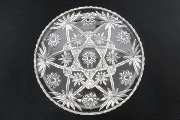 Vintage Anchor Hocking 13.5in Prescut Clear Platter Star of David
