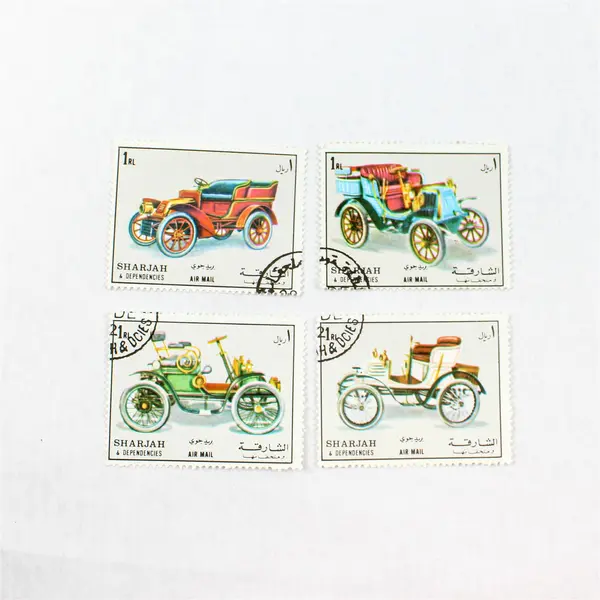 Lot Of 4 Sharjah UAE Antique Cars Mint Original Gum Canceled To Order 1970s