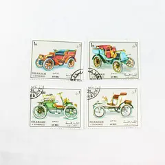 Lot Of 4 Sharjah UAE Antique Cars Mint Original Gum Canceled To Order 1970s