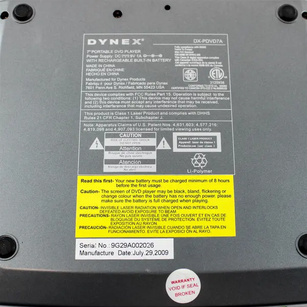 Dynex DX-PDVD7A Portable DVD Player w/ Power Cord & Headphones Tested