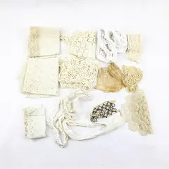 24 Piece Lot Vintage Lace Trim Scraps and Embellishments DIY Sewing Crafts