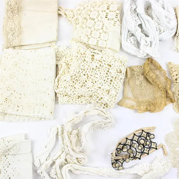 24 Piece Lot Vintage Lace Trim Scraps and Embellishments DIY Sewing Crafts