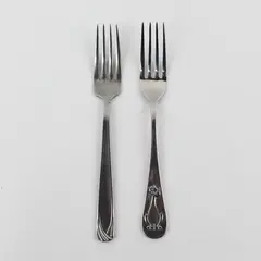 Lot of 2 Stainless Unbranded Youth Forks 5.75" Engraved Whimsical Styles Rare 