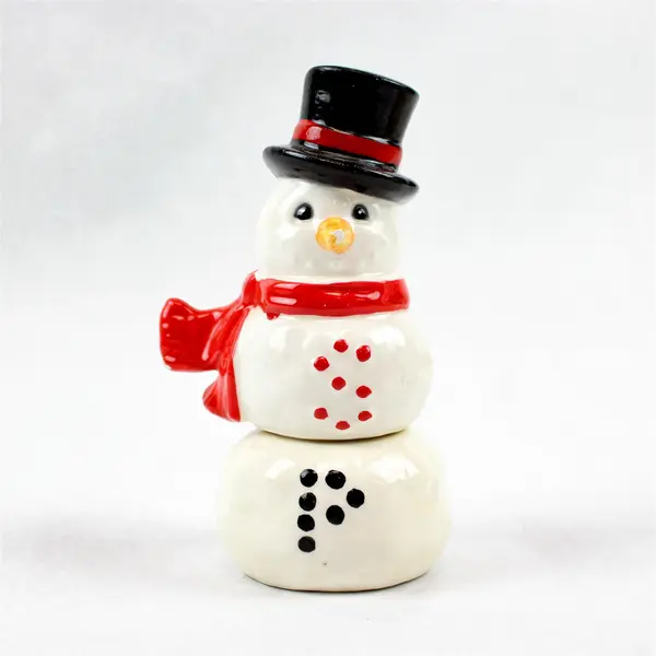 Ceramic Snowman Salt & Pepper Shakers Top & Bottom Set 381452A New