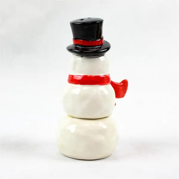 Ceramic Snowman Salt & Pepper Shakers Top & Bottom Set 381452A New