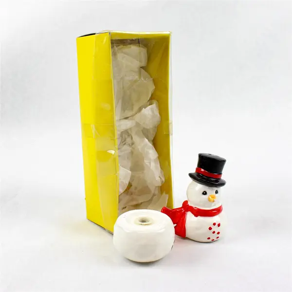 Ceramic Snowman Salt & Pepper Shakers Top & Bottom Set 381452A New
