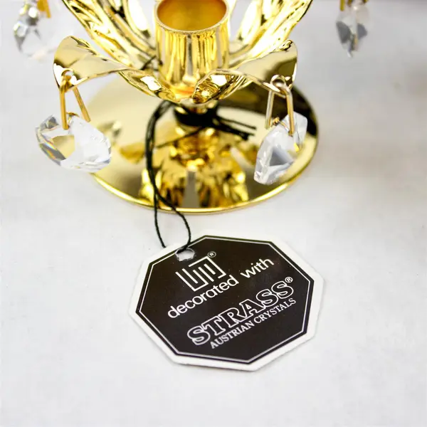 Set of 2 Crystal Temptations 24K Gold Plated Candle Holders Strass Crystals