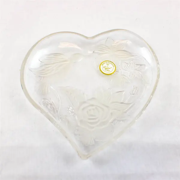 Crystal Clear Studios Paradise Garden Heart Glass Candy Dish Birds Flowers New