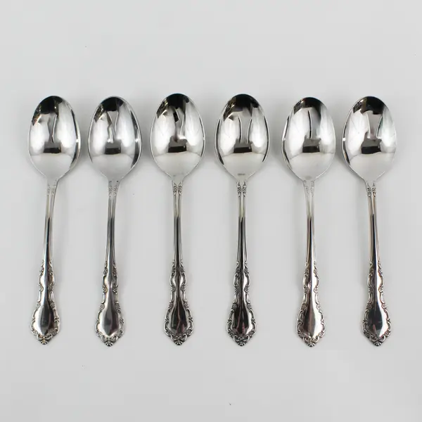Lot of 6 Oneida Silver Mansion Hall Pattern SS Oval Soup Spoons 6.75" Long Good