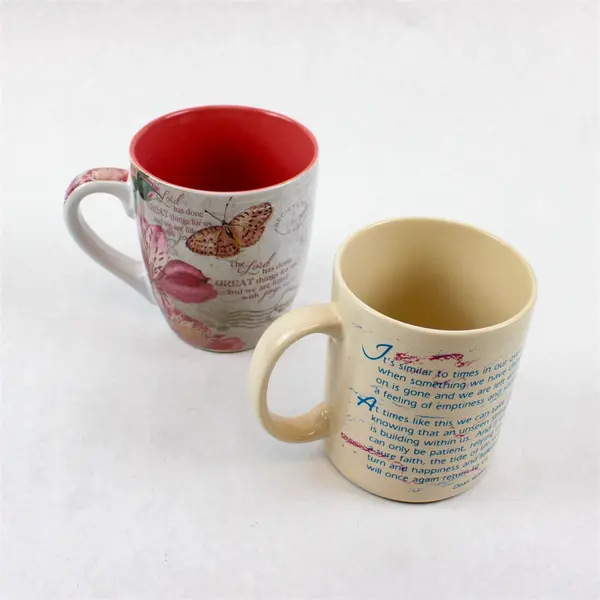 Lot of 2 Vintage Ceramic Mugs "Tides of Life" & "Lord Has Done Great Things"