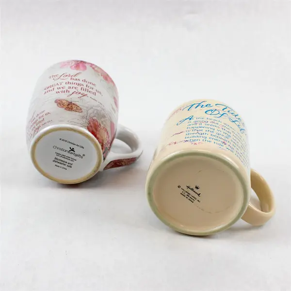 Lot of 2 Vintage Ceramic Mugs "Tides of Life" & "Lord Has Done Great Things"