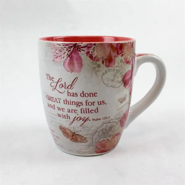 Lot of 2 Vintage Ceramic Mugs "Tides of Life" & "Lord Has Done Great Things"