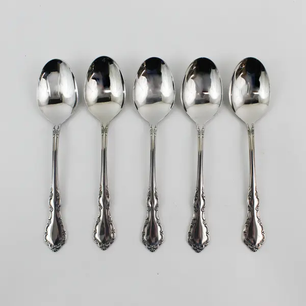 Lot of 5 Oneida Silver Mansion Hall Pattern SS Oval Soup Spoons 6.75" Very Good