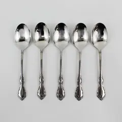 Lot of 5 Oneida Silver Mansion Hall Pattern SS Oval Soup Spoons 6.75" Very Good