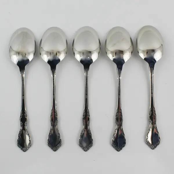 Lot of 5 Oneida Silver Mansion Hall Pattern SS Oval Soup Spoons 6.75" Very Good