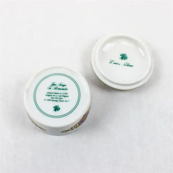 Heritage House Love Songs to Remember Porcelain Music Box Floral Gold