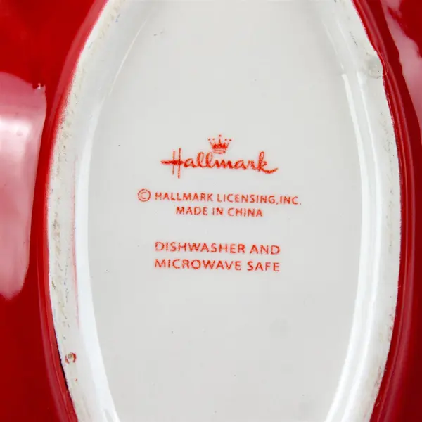 Hallmark Christmas Mitten Candy Dish Red Ceramic Snowflake Vintage