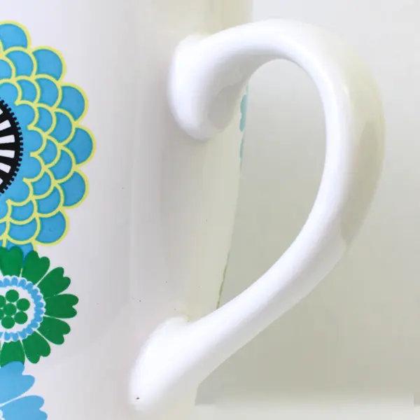 Walmart Stores Inc White With Green/Blue Ceramic Jumbo Flower Mug 5.25" Tall