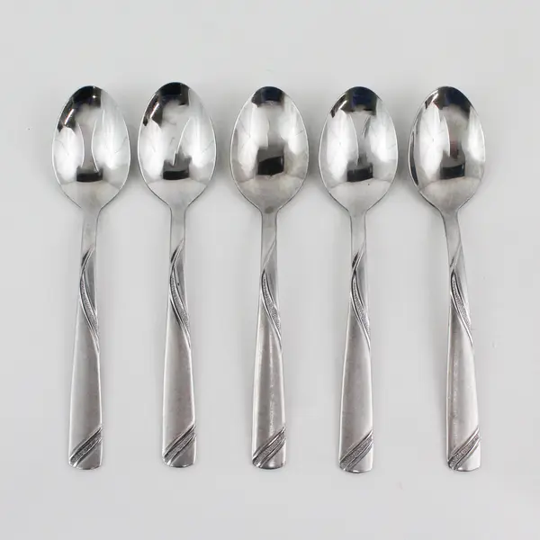 Lot of 5 Cambridge Silver Tabitha Sand Pattern SS Teaspoons 6.75" Rare Item Good