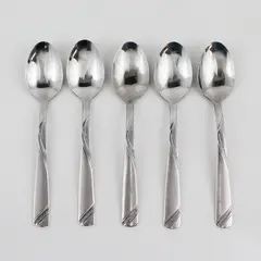 Lot of 5 Cambridge Silver Tabitha Sand Pattern SS Teaspoons 6.75" Rare Item Good