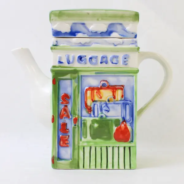 Luggage Shop Travel Porcelain Collectible Teapot 6.5"