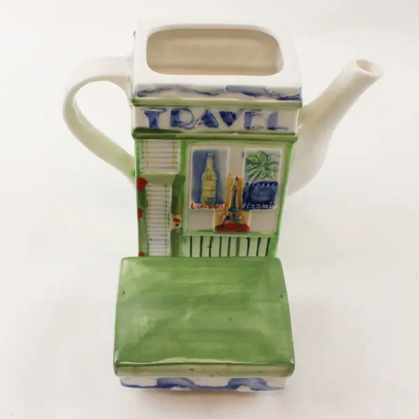 Luggage Shop Travel Porcelain Collectible Teapot 6.5"