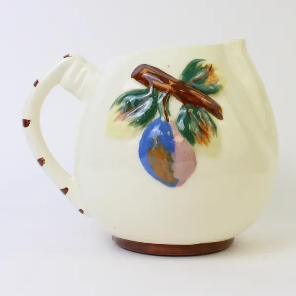 Artistic California Pottery Pitcher #505 Hand-Painted Strawberry Glazed Ceramic