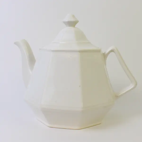 Vintage Homer Laughlin Dover Colonial White Ceramic Teapot - Small Chip